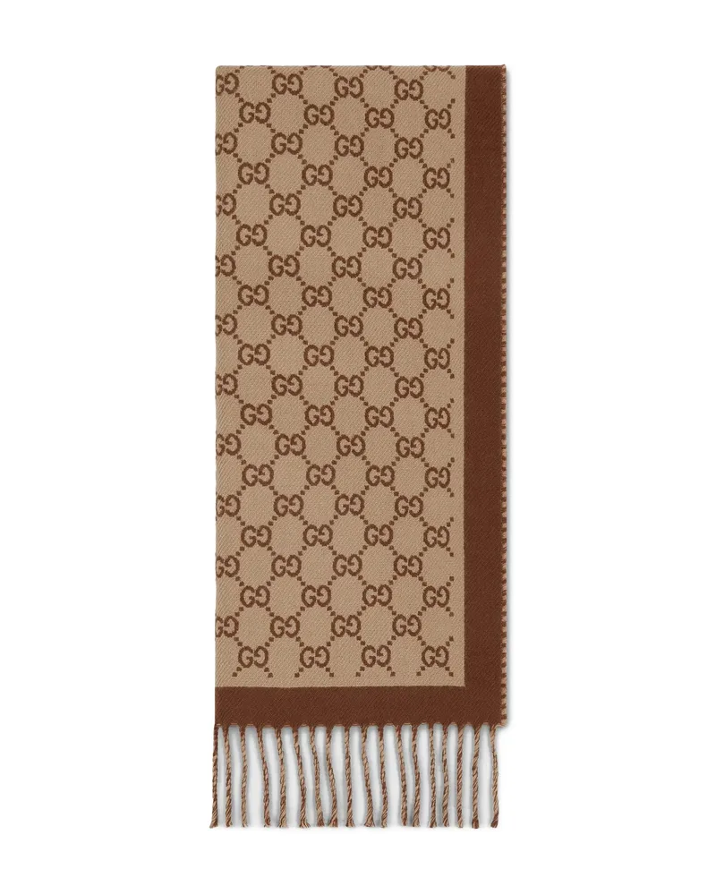 Gucci GG-pattern Wool Scarf Brown