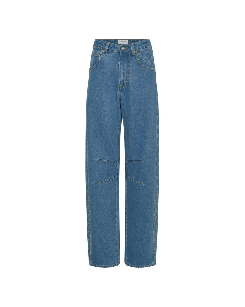 Marine Serre Moon-print Barrel Jeans Blue