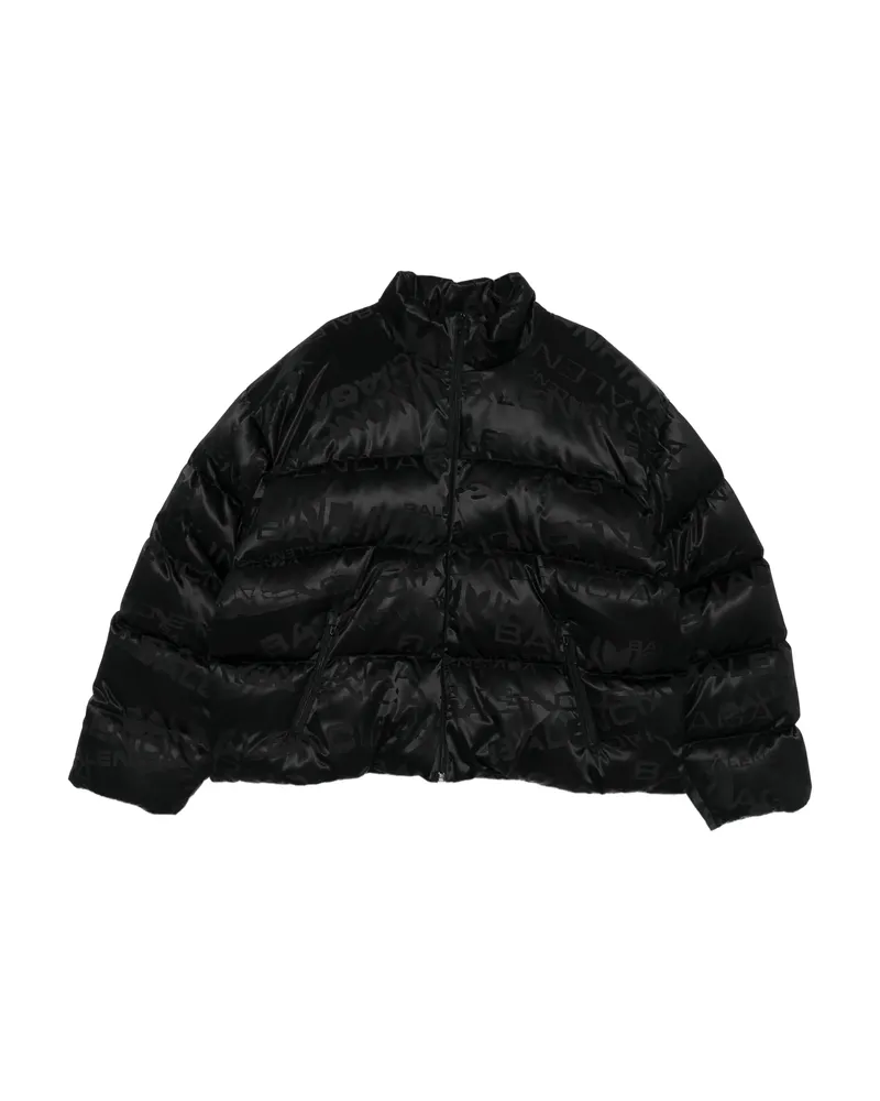 Balenciaga Logo-pattern Quilted Jacket Black