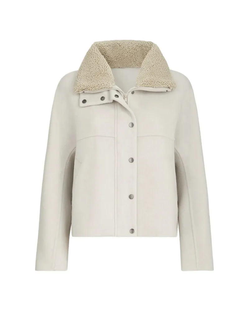 Brunello Cucinelli Hand-crafted Outerwear Jacket In Virgin Wool And Cashmere Double Cloth With Detachable Shearling Insert Neutrals