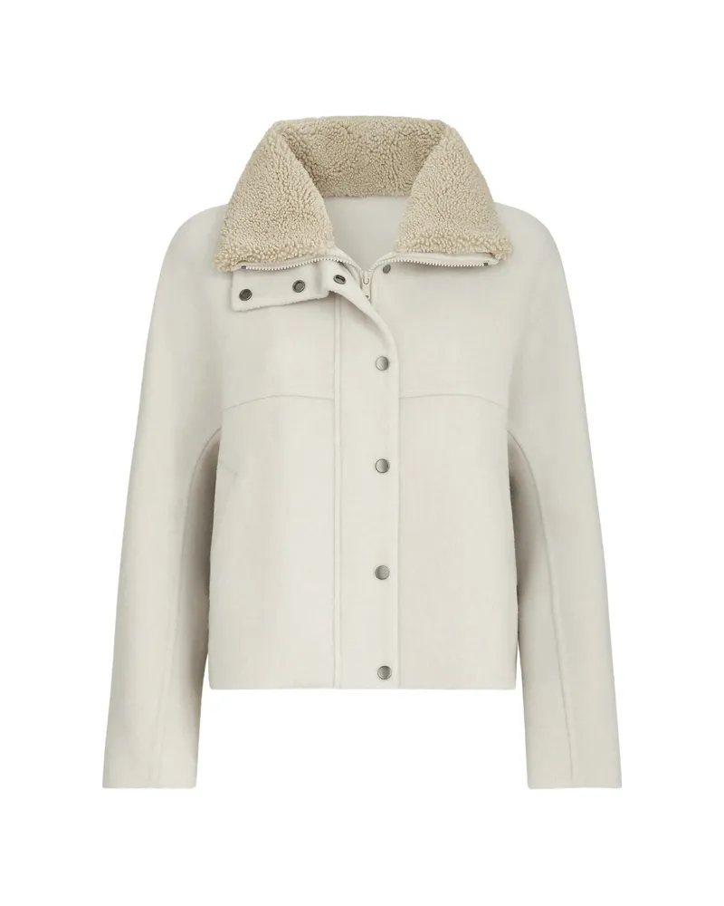 Brunello Cucinelli Hand-crafted Outerwear Jacket In Virgin Wool And Cashmere Double Cloth With Detachable Shearling Insert Neutrals