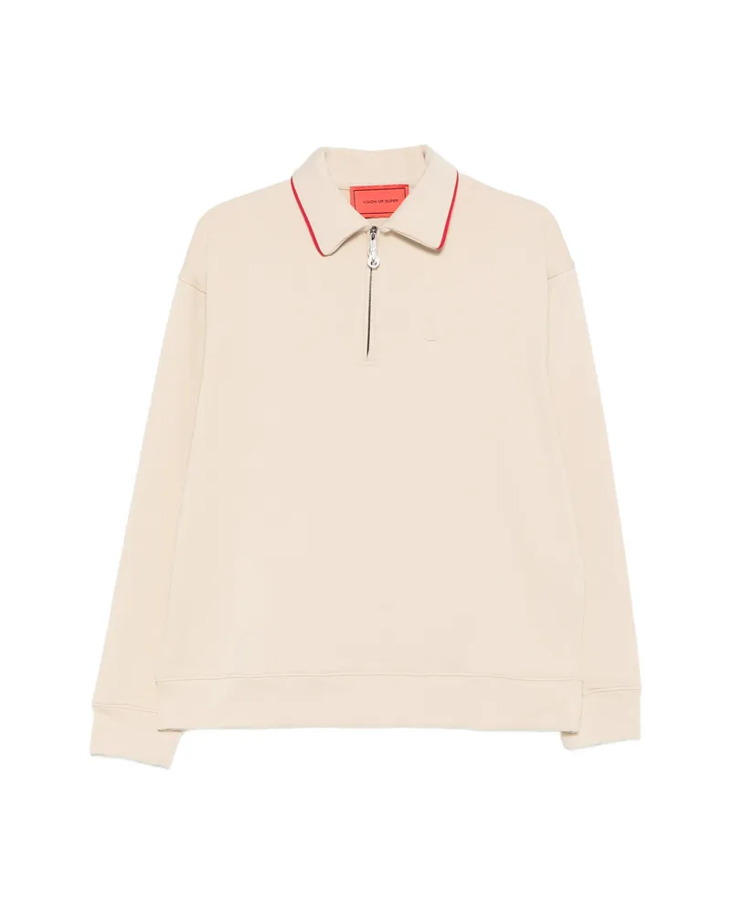 Vision Of Super Zip-up Collared Polo Shirt Neutrals