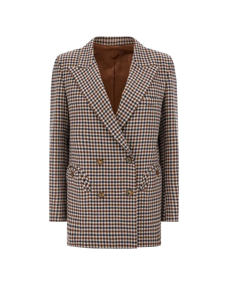 Blazé Milano Check Double-breasted Blazer Neutrals
