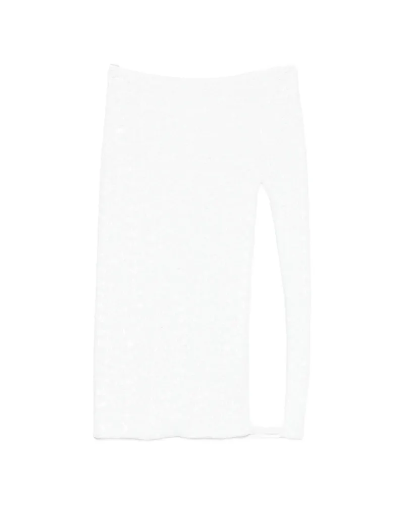 Oséree Sequin-embellished Side-slit Midi Skirt White