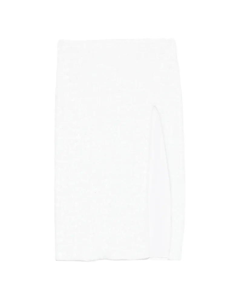 Oséree Sequin-embellished Side-slit Midi Skirt White