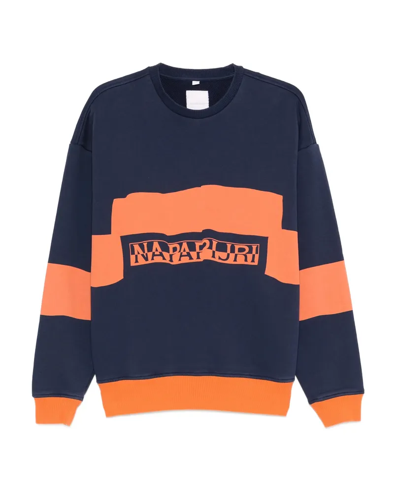 Napapijri Logo Striped Sweatshirt Blue