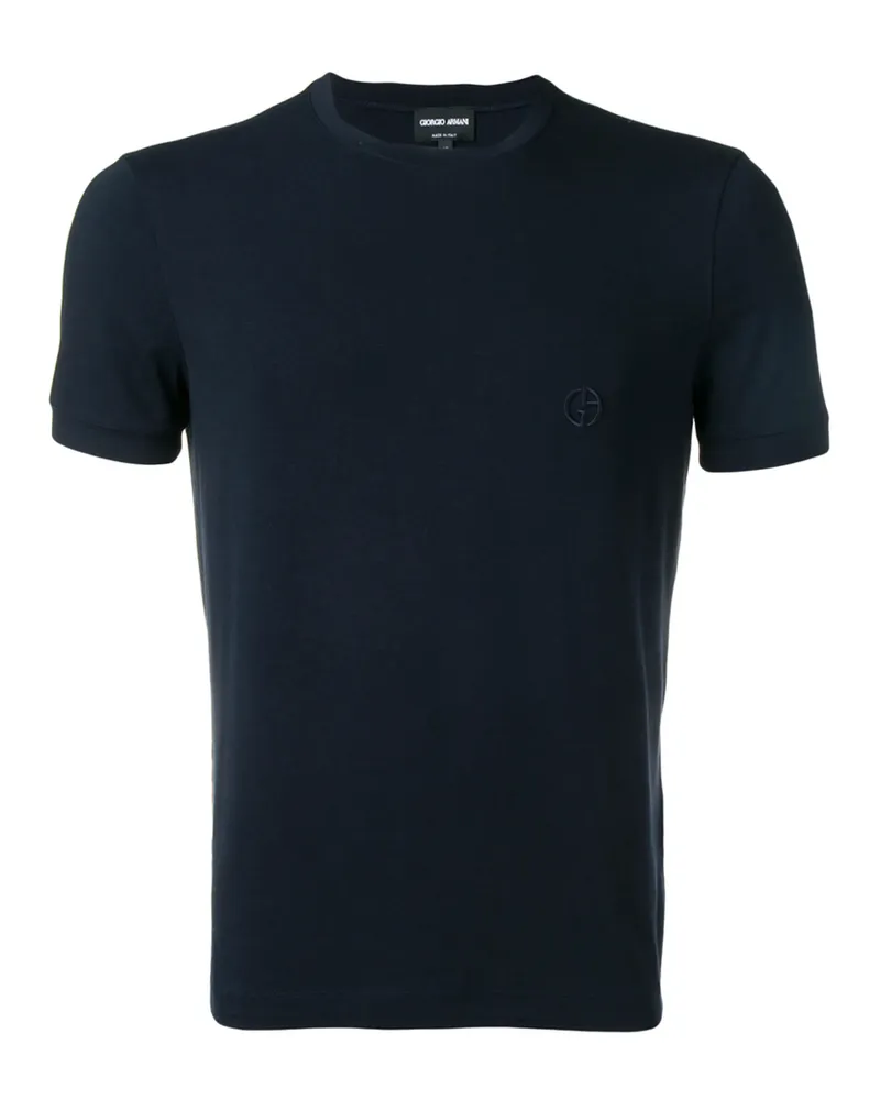 Giorgio Armani Embroidered Logo T-shirt Blue