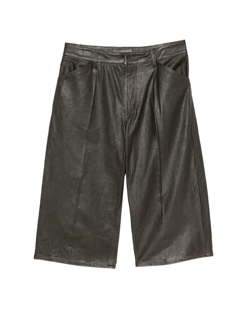 Christophe Lemaire Leather Shorts Brown