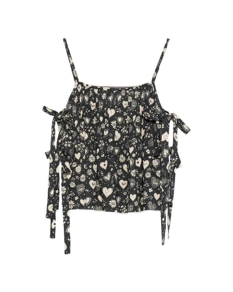 R13 Floral-print Top Black