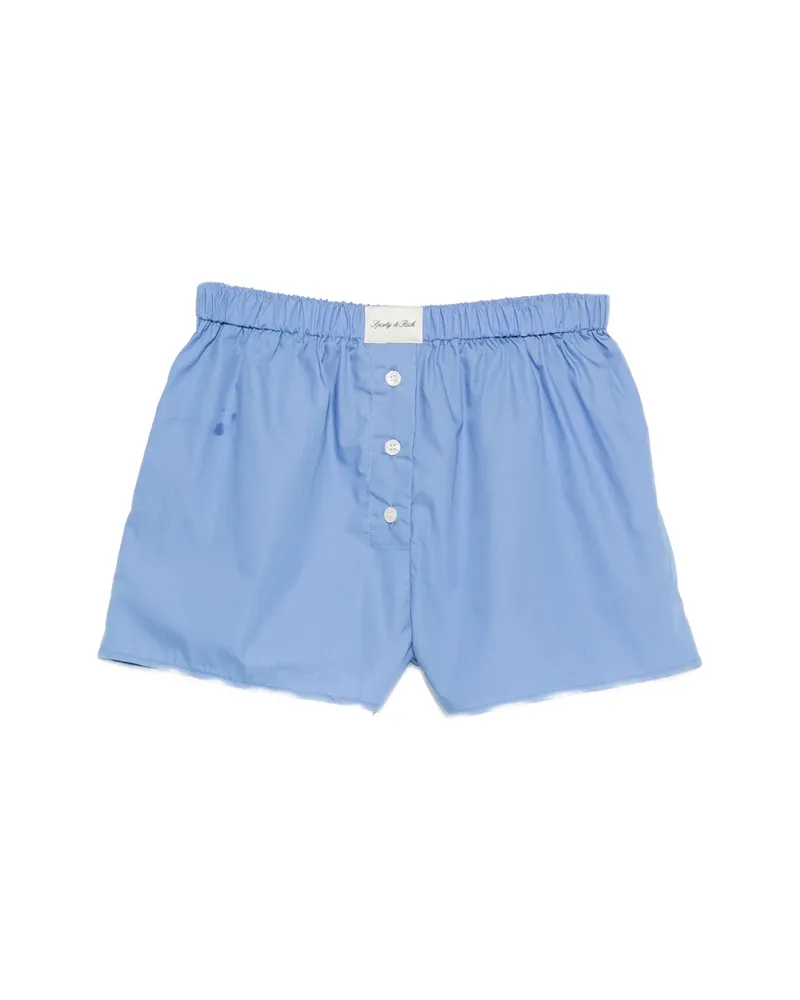 SPORTY & RICH Logo-patch Buttoned-front Shorts Blue