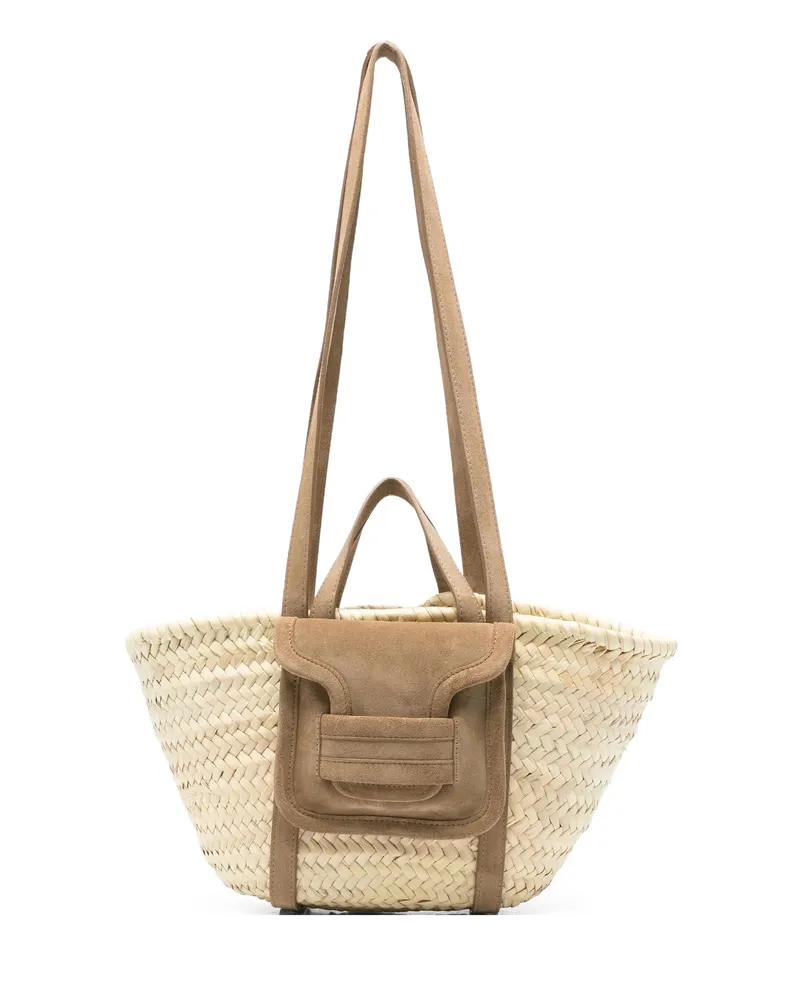 Pierre Hardy Raffia Suede-details Tote Bag Neutrals