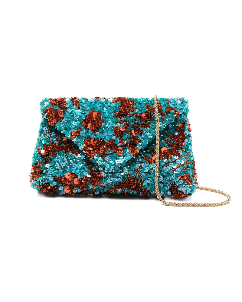Dries van Noten Sequin Embellished Clutch Bag Blue