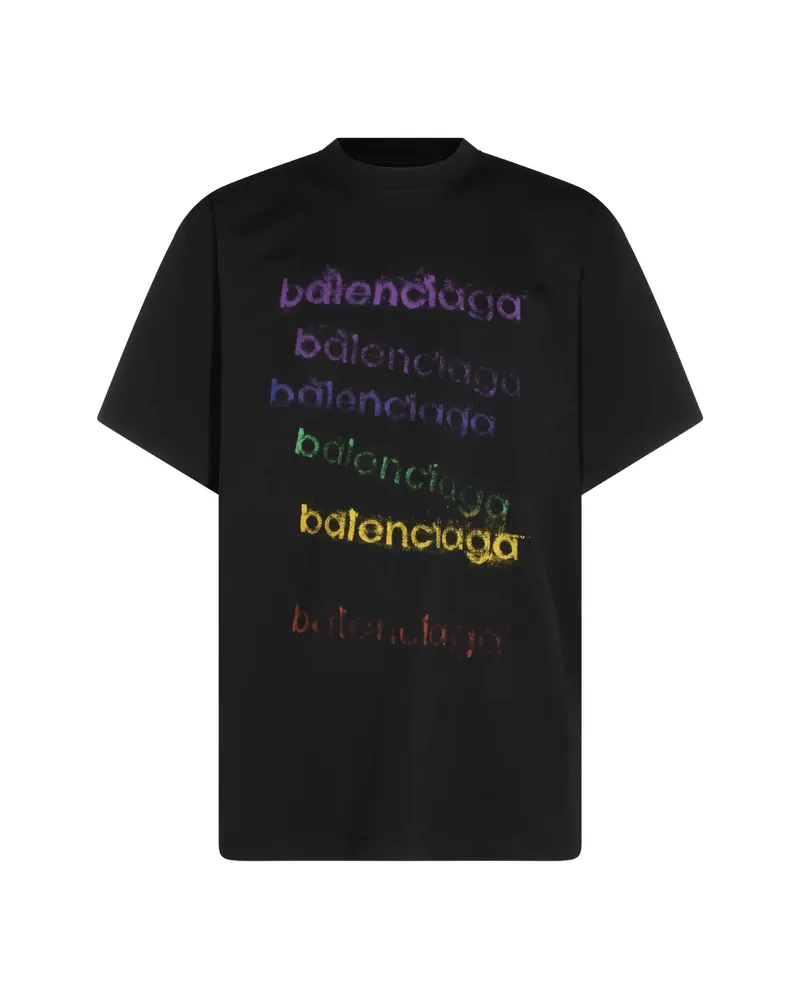 Balenciaga Logo-print Dropped-shoulder T-shirt Black