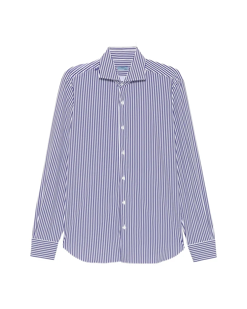 BARBA Striped Long-sleeve Shirt Blue