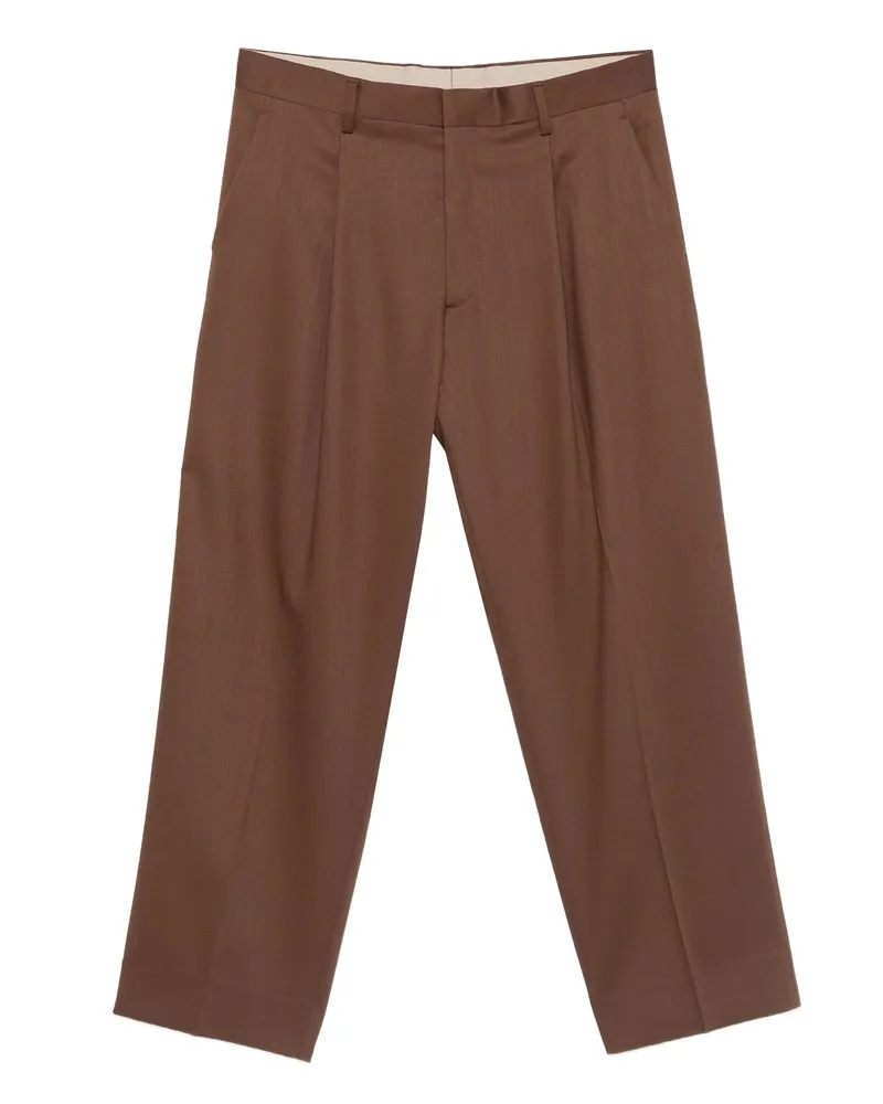 Costumein Pleated Pocketed Straight-leg Trousers Brown