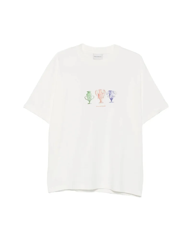 Drôle de Monsieur Graphic-print Cotton T-shirt Neutrals