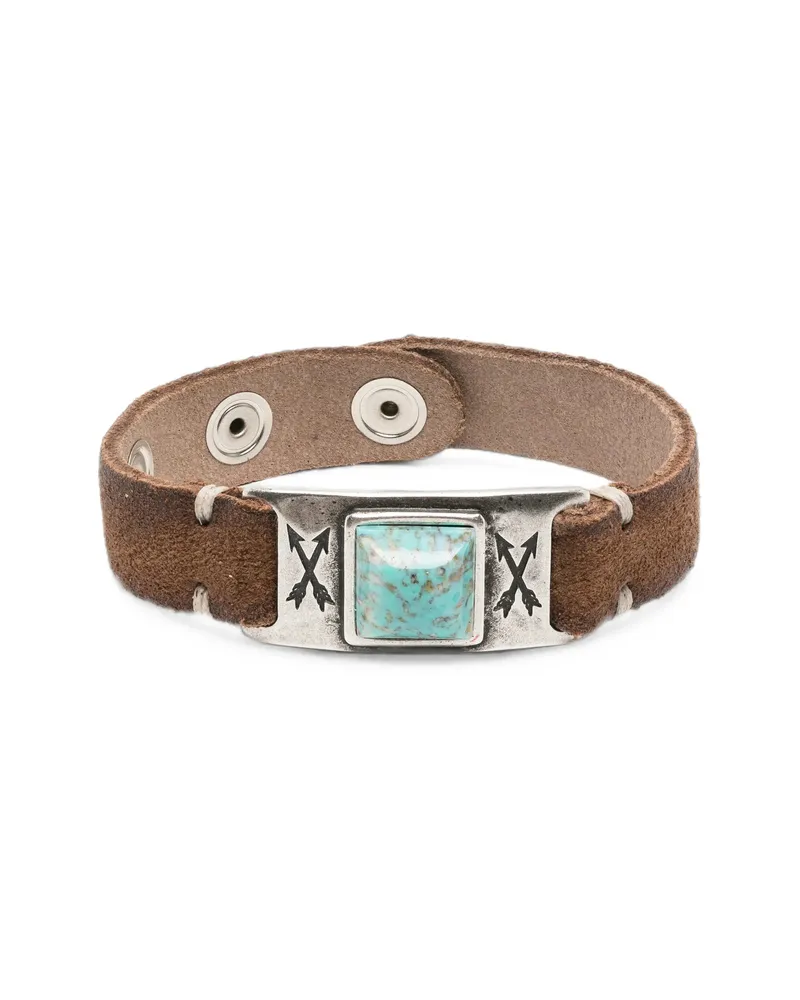 ERALDO Turquoise-embellished Suede Bracelet Silver
