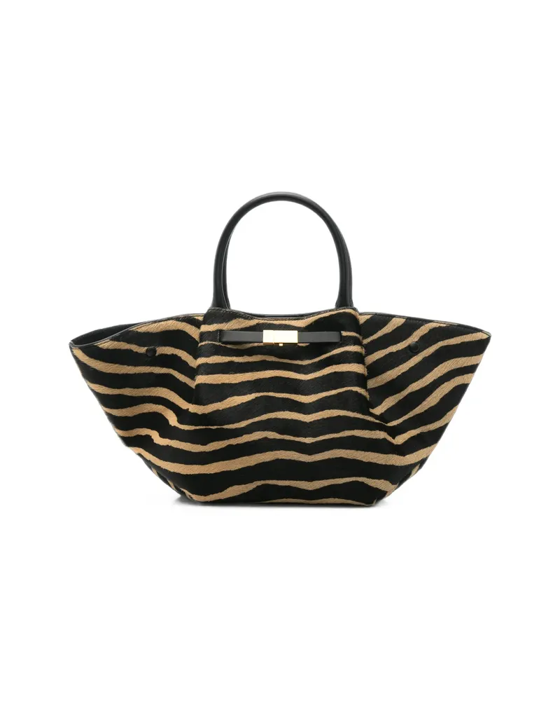 DeMELLIER Midi New York Zebra-effect Tote Bag Black
