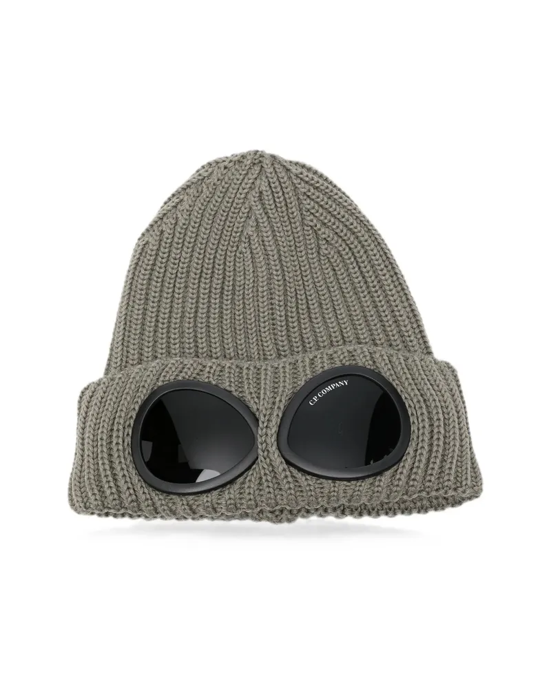 C.P. Company C. p. Company Goggle-detail Ribbed-knit Beanie Hat Green