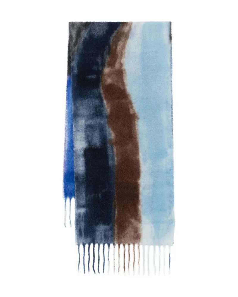 Altea Abstract-print Fringed Scarf Blue