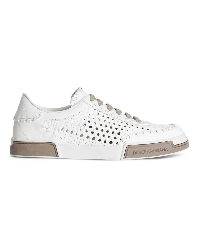 Dolce & Gabbana Woven Leather Sneakers White