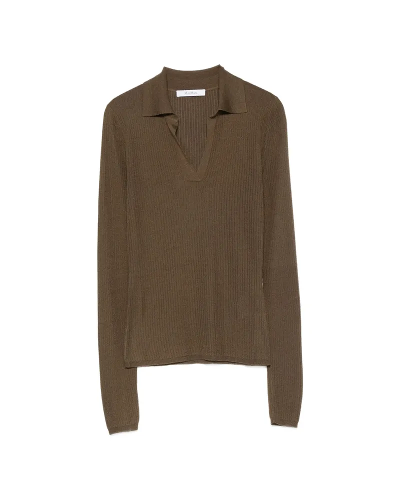 Max Mara Ribbed-knit Polo Sweater Brown