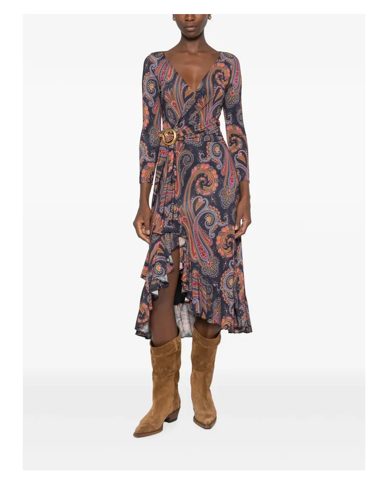 Etro Paisley-print Midi Dress Blue