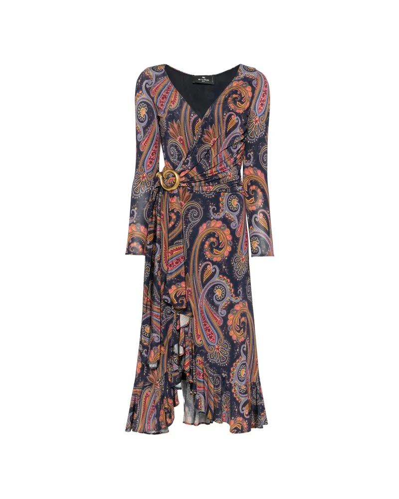 Etro Paisley-print Midi Dress Blue