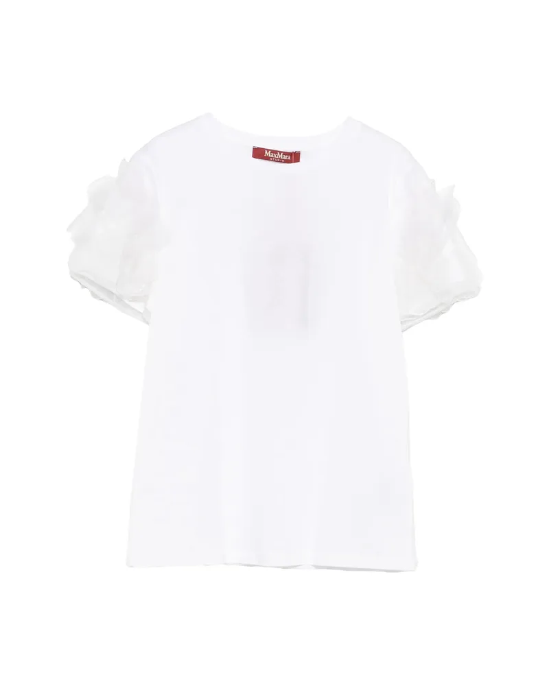 Max Mara Ruffled Sleeve T-shirt White