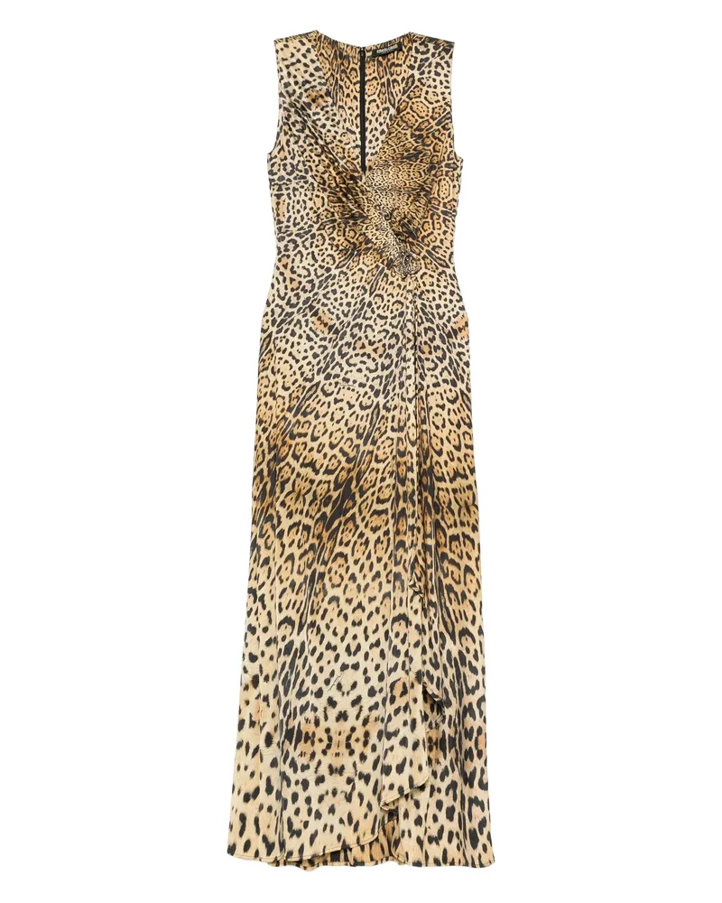 Roberto Cavalli Twisted Animal-print Dress Brown