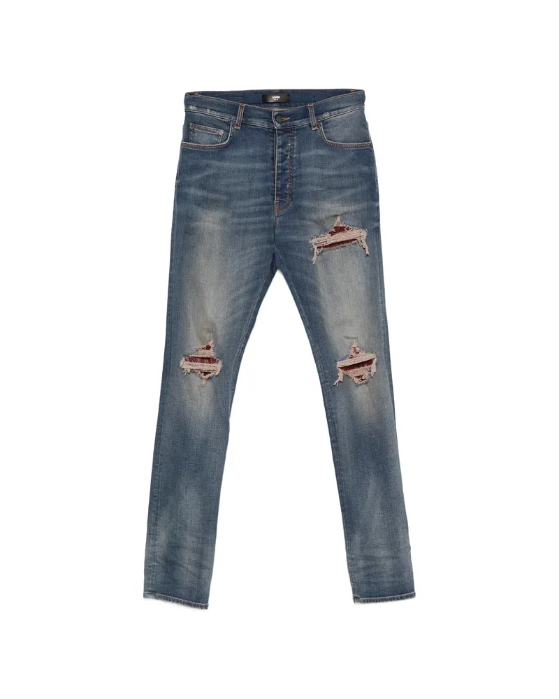 Amiri Distressed Patchwork Jeans Blue