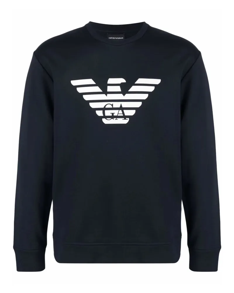 Emporio Armani Logo-print Crew-neck Sweatshirt Blue