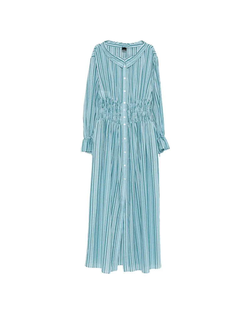 Pinko Striped Ruffle Maxi Dress Blue