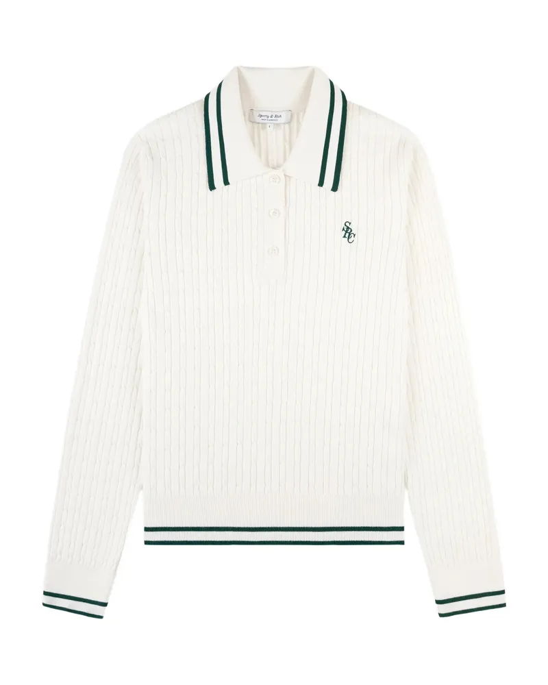 SPORTY & RICH Striped Cable-knit Polo Shirt Neutrals