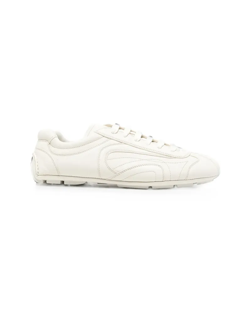 Prada Logo-patch Leather Sneakers Neutrals