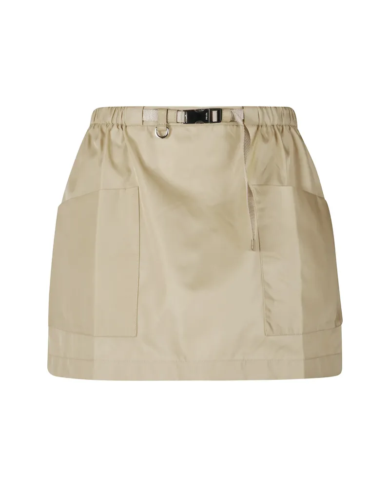Prada Front-pocket Mini Skirt Neutrals
