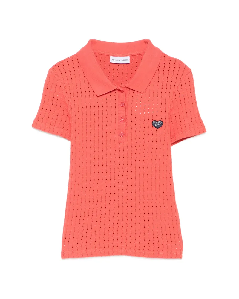 Maison Labiche Heart-appliqué Polo Shirt Orange