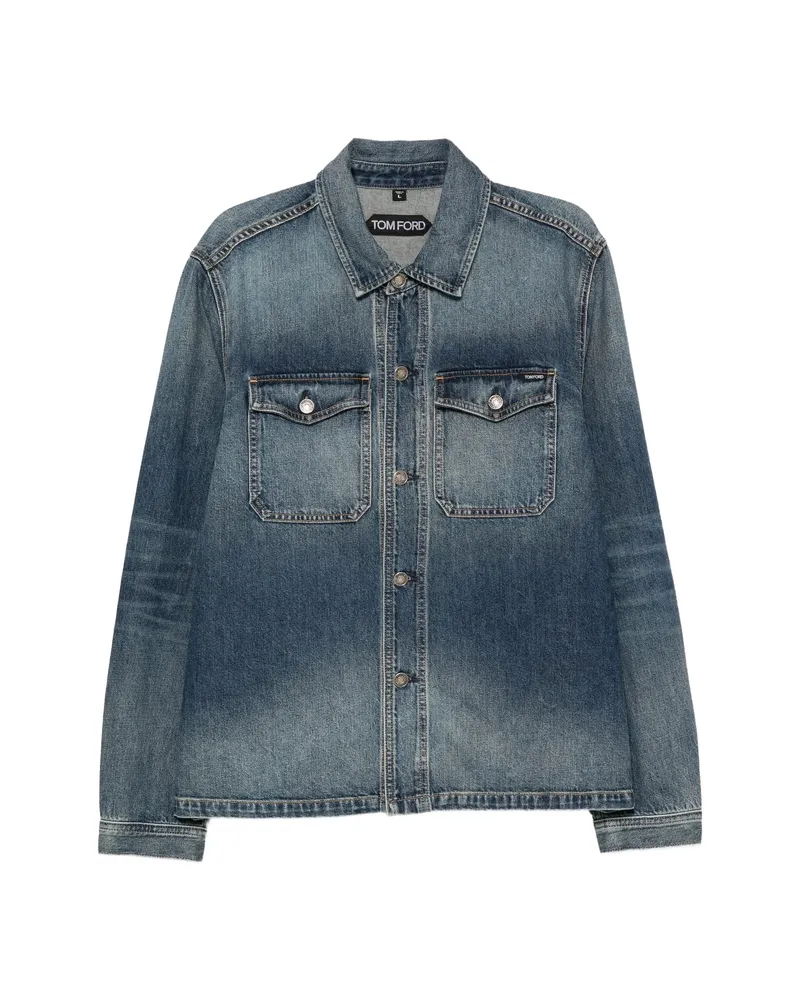 Tom Ford Faded Denim Jacket Blue