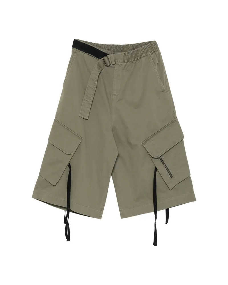 Isabel Benenato Belted Cargo Shorts Green