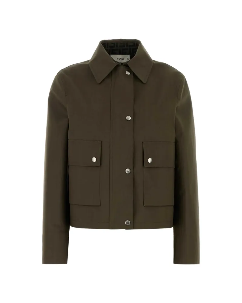 Fendi Green Mackintosh Fabric Blouson Green