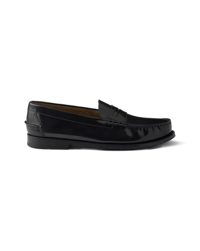Prada Brushed-leather Loafers Black