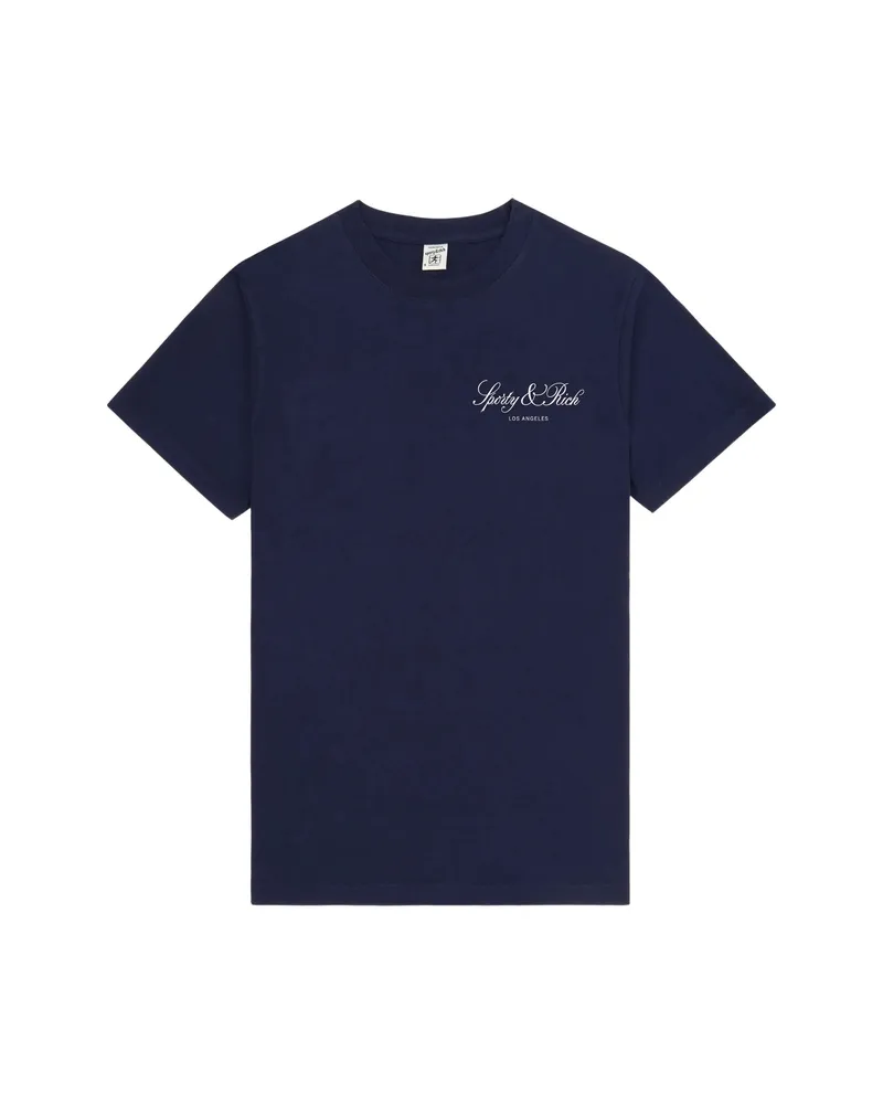 SPORTY & RICH Logo-lettering T-shirt Blue