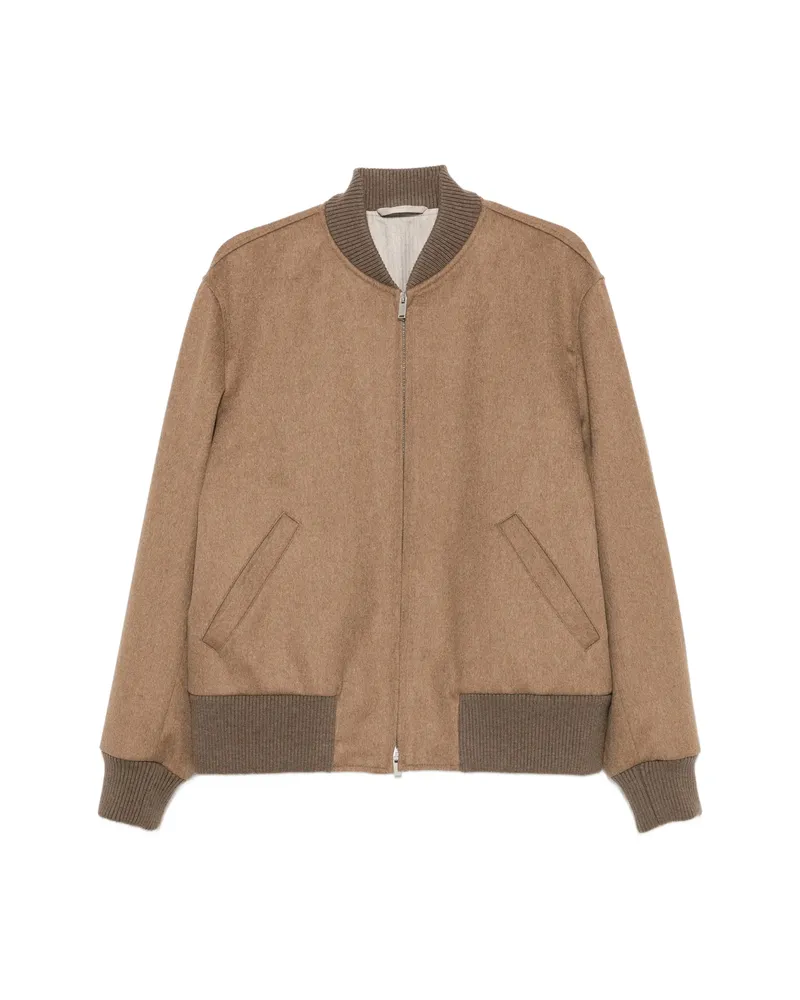 LARDINI Ribbed-trim Zip-fastening Jacket Brown