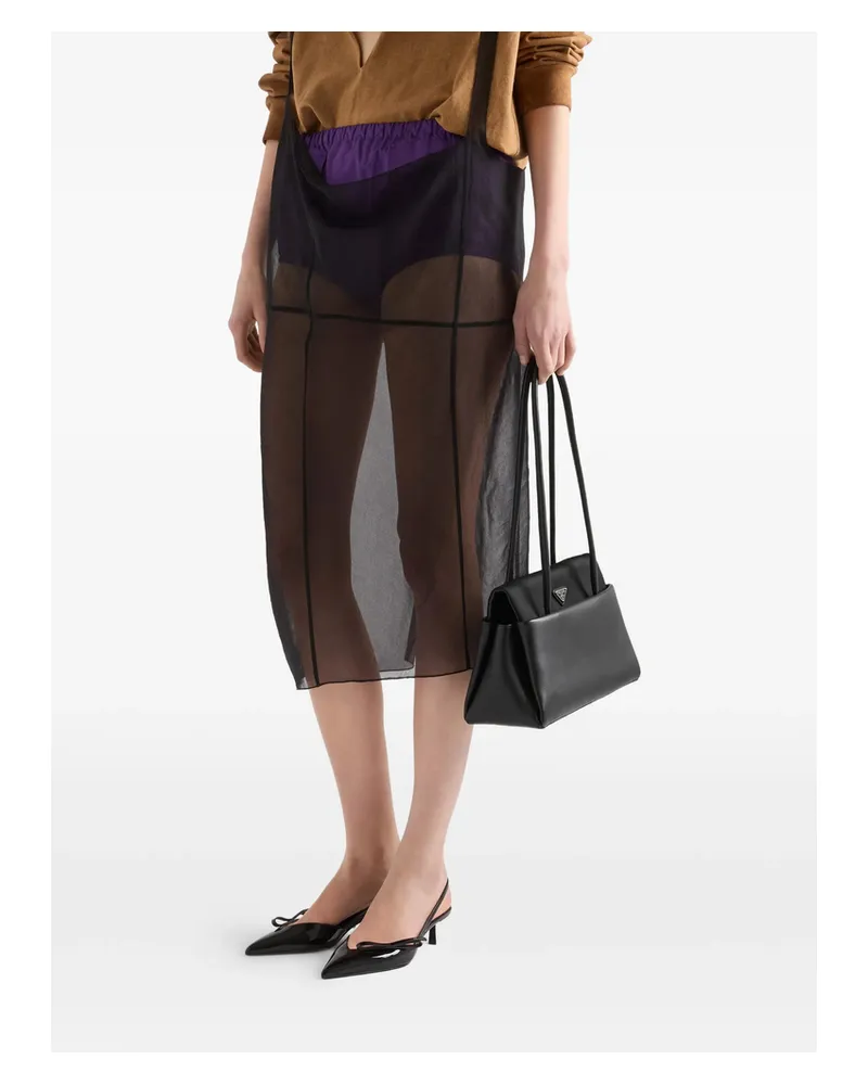 Prada Cigaline Midi-skirt With Suspender Straps Black