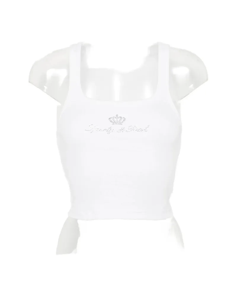 SPORTY & RICH Priscila Embellished Tank Top White