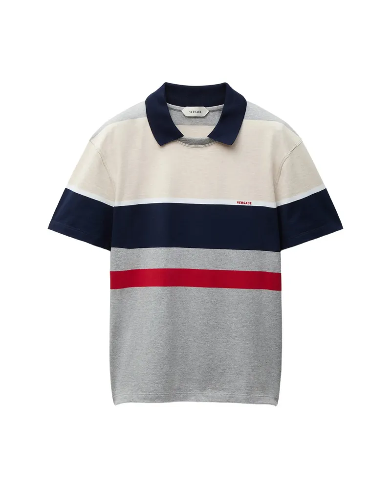 Versace Striped Cotton-jersey T-shirt Grey