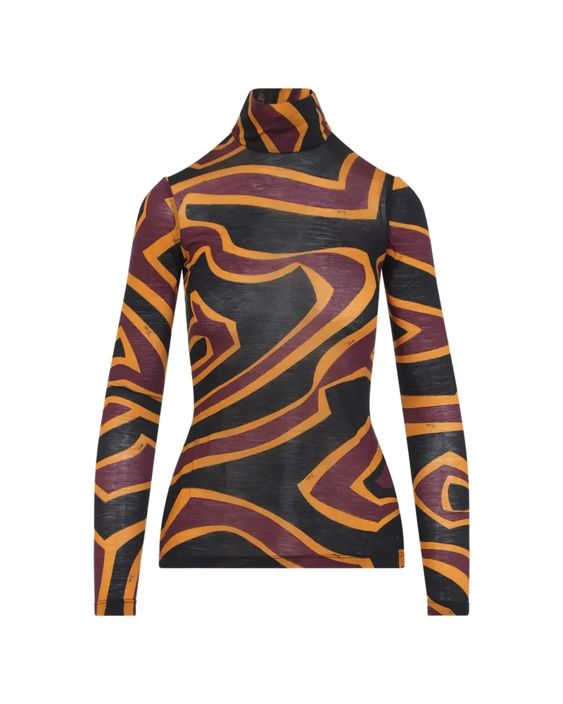 Emilio Pucci Iride-print Roll-neck Top Black