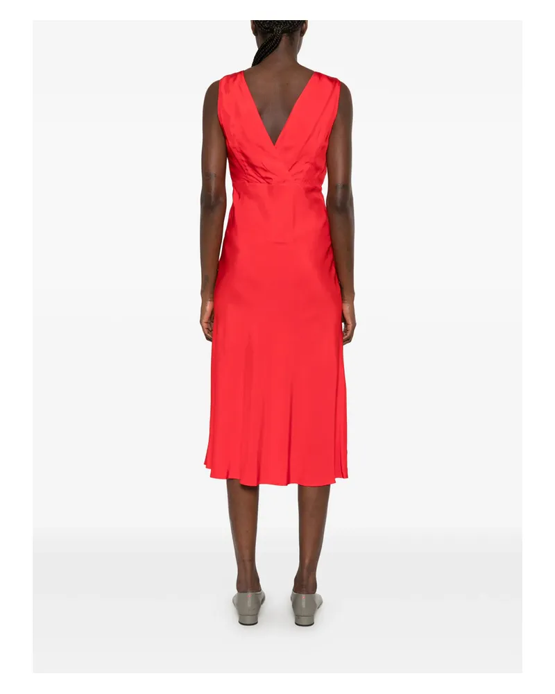Calvin Klein V-neck Sleeveless Midi Dress Red
