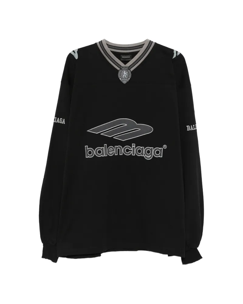 Balenciaga V-neck Logo T-shirt Black