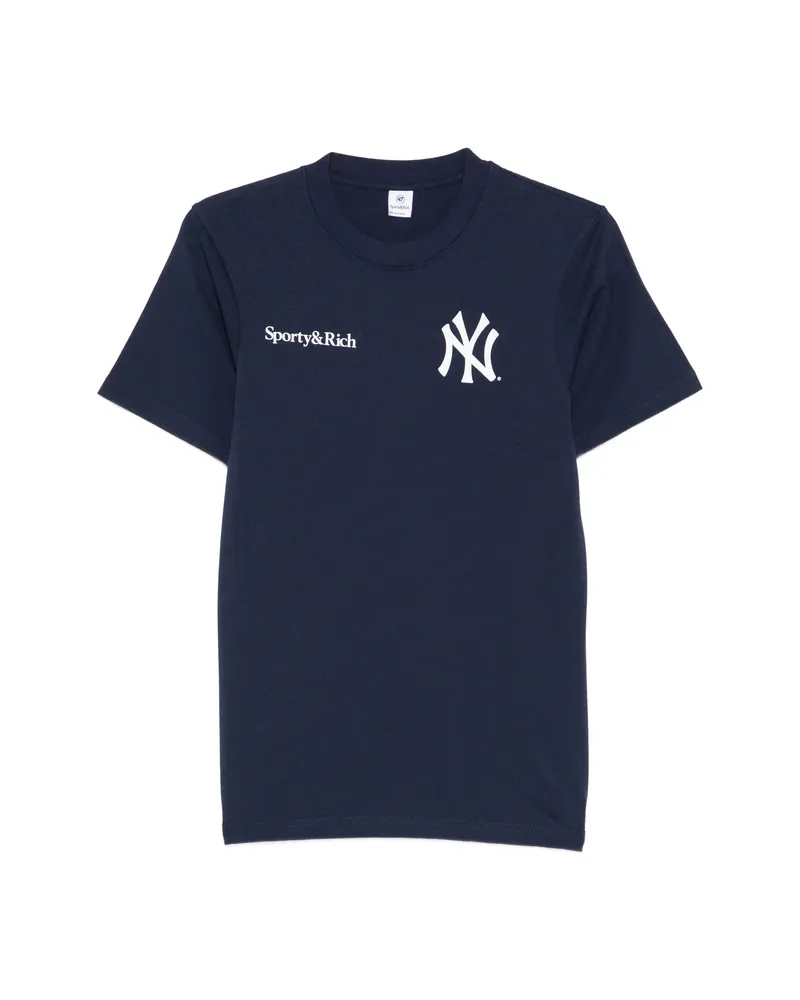 SPORTY & RICH Femi Logo-detail T-shirt Blue